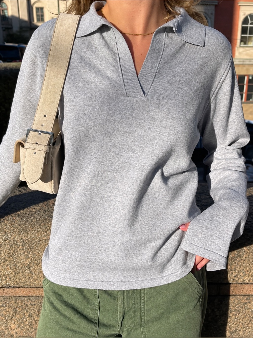 Djerf Avenue Getaway Top Grey Melange 100% organic cotton NWOT Size XS sweater